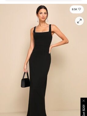 Lulu's Black Backless Square-Neck Evening Gown